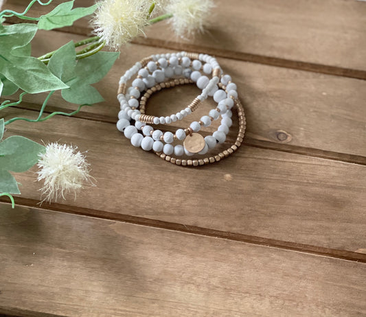 Birch Lane, White Beaded Bracelets