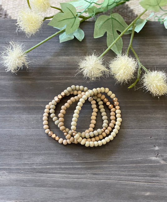 Willow, Wood Beaded Stretch Bracelets