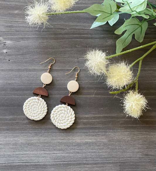 Shore Lane, Wood & Clay Drop Earrings!